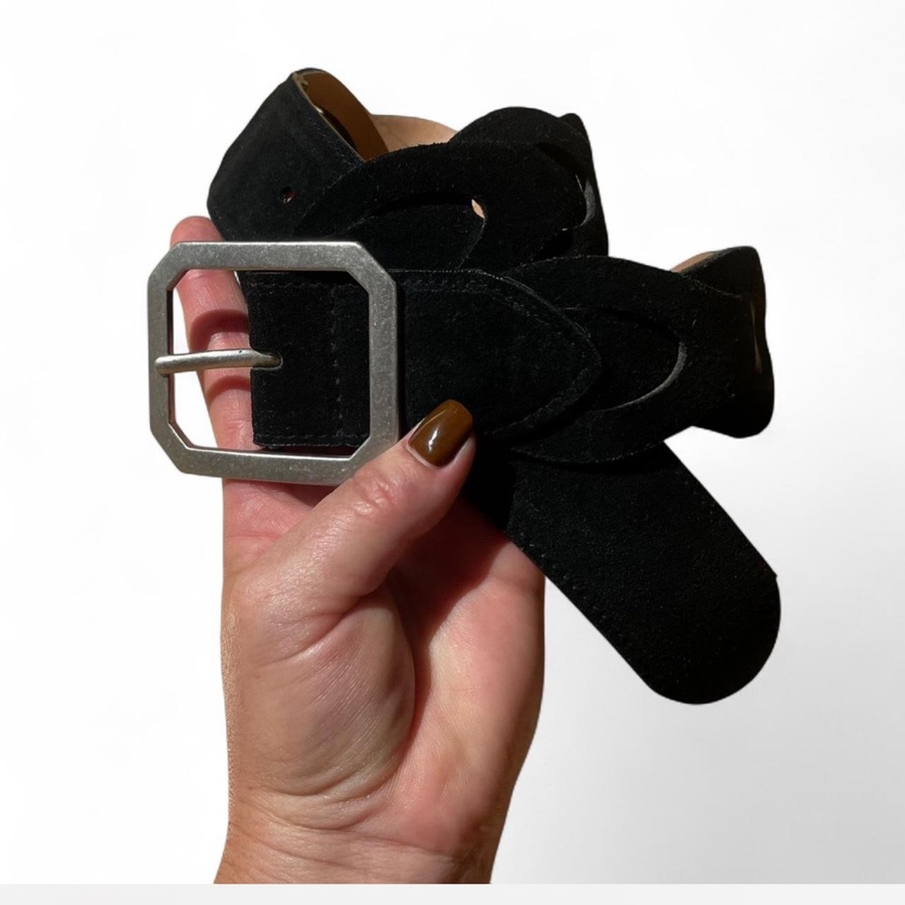 Mixit Black Braided Suede Belt with Silver Buckle